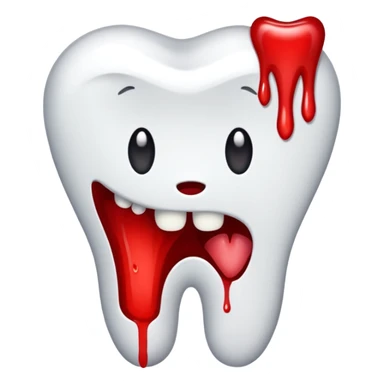 Pulled tooth with blood. sticker
