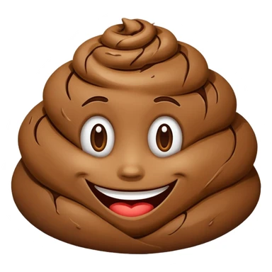 brown mud smile emoji with a cheerful smile, cartoonish, no background, iPhone Apple emoji style sticker