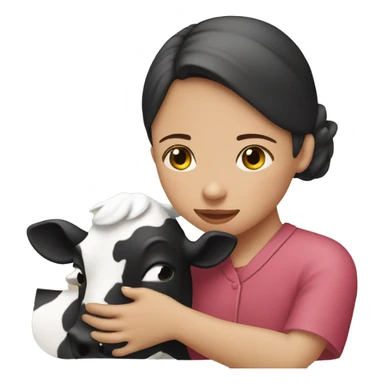 A girl hugging moo Deng  sticker