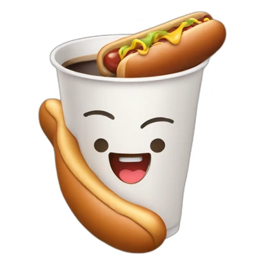 hot dog with coffee sticker