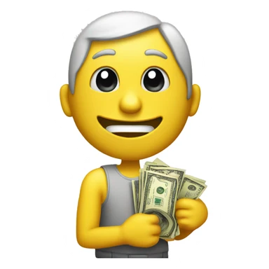 yellow guy holding a dollar sticker