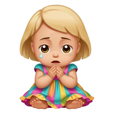 crying baby in colorful dress sticker
