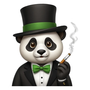 Panda smoking weed with a top hat sticker