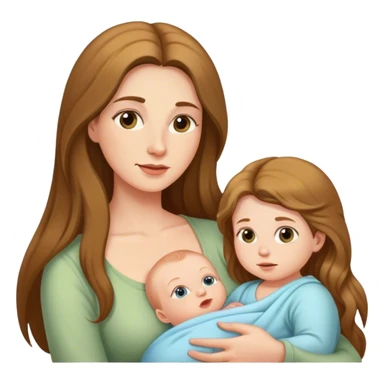 long haired mother and her baby sticker
