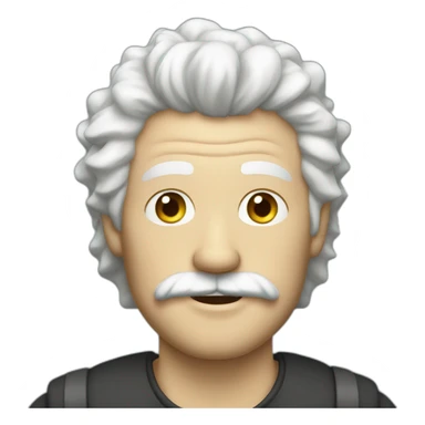 White male with moustache and crazy white hair sticker