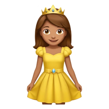 Princess daisy yelllow dress standing with brown hair sticker