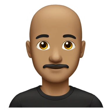young bald man, dark brown mustache, hazel eyes, black long sleeve  sticker