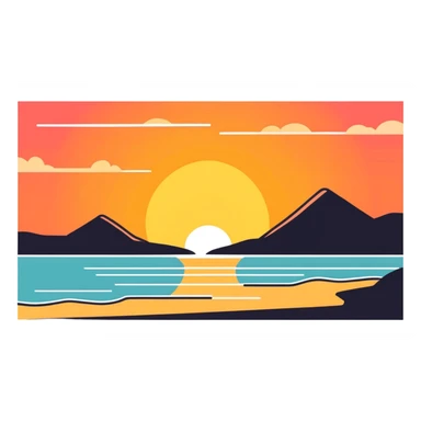 Sunset heart sticker