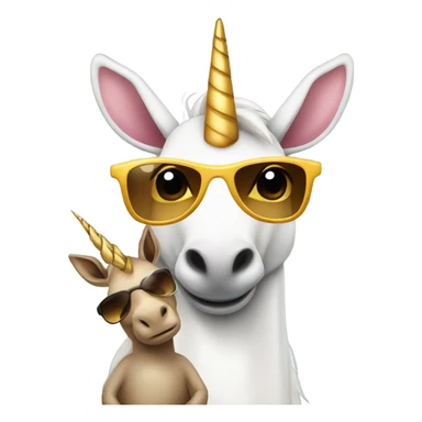 Unicorn with sunglasses holding a baby kangaroo  sticker