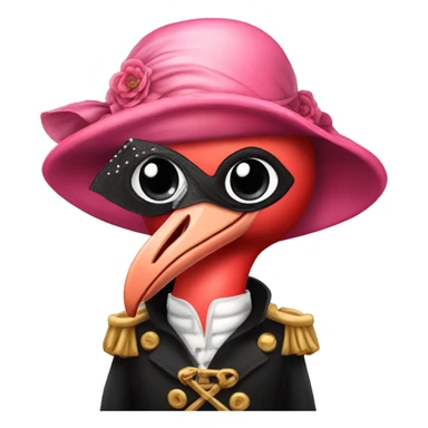 Flamingo in pirate outfit with eye patch and wedding veil sticker