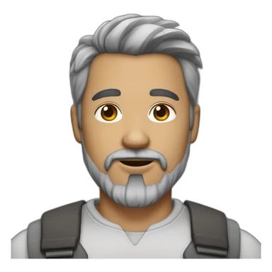 40 year old man with a large goatee, dark brown hair mixed with gray hair sticker