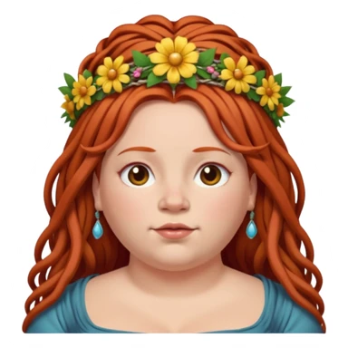 fat redhead woman with dreadlocked hair and floral tiara sticker