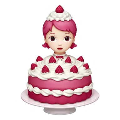 Isolated detaile illustration incredibly adorable modern raspberry torte doll figurine sticker