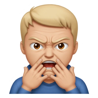 Grabbing throat with hands and looking angry  sticker