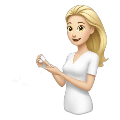 white woman choosing skincare sticker