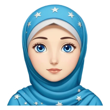 Turkish beautiful finish Konya girl blue eyes with starry moon night hijab dress and watching the sky on the ground  sticker
