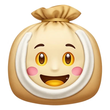 simple flour sack, soft and rounded, classic emoji style sticker