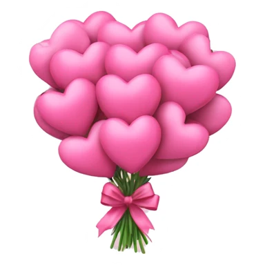 Bouquet of pink hearts with a bow sticker