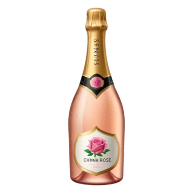 bottle of sparkling rose champagne tilted up and to the right, no glass sticker