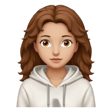 Una donna con una felpa semplice bianca,ha gli occhi marroni,i capelli castani , c’è gli ha lunghi e ricci ma non troppo sticker