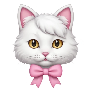 White kitty with a one pink bow on the side of her ear sticker