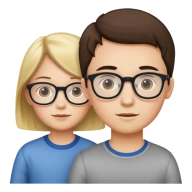 one girl with no glasses, two boys with glasses, young children sticker