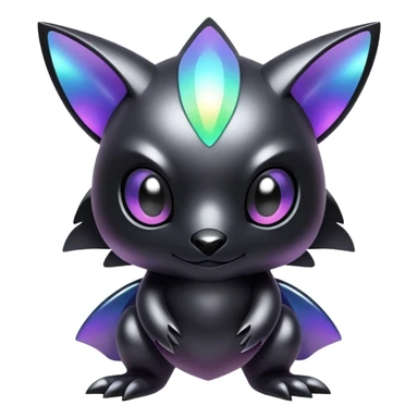 Modern futuristic Iridescent black dark fakemon-creature sticker
