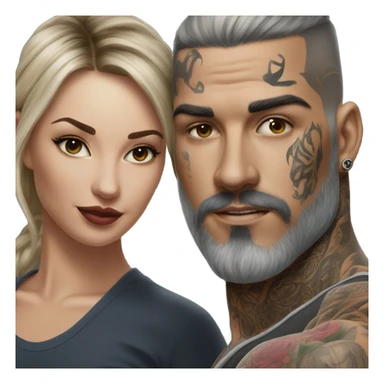 Hyper Realistic beautiful woman pushing a very handsome tattooed man sticker