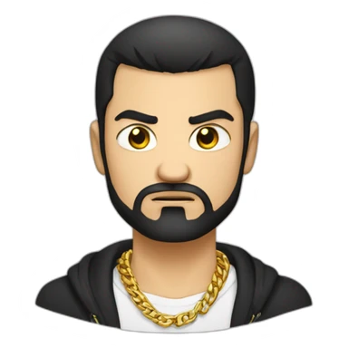Russian male angry thug wearing gold chain with black hair and short beard sticker