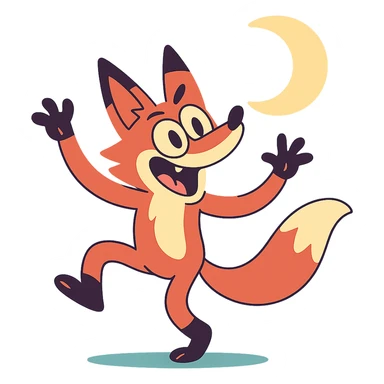 crazy fox dancing under moonlight sticker