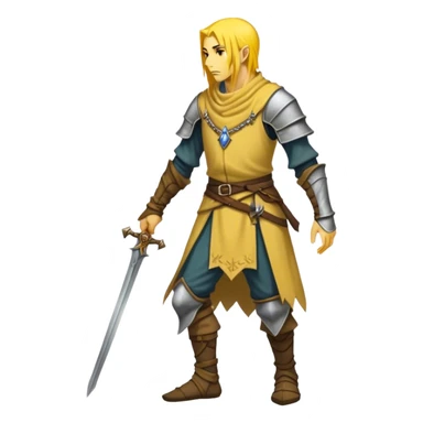 fantasy rpg medieval yellow person walking sideview sticker