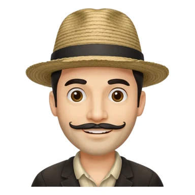 A happy fair skinned Colombian man with some facial hair wearing a black and beige stripped Colombian hat  sticker