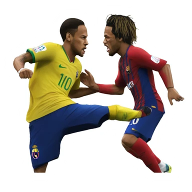 A realistic portrait of neymar fighting aganist ronaldinho sticker