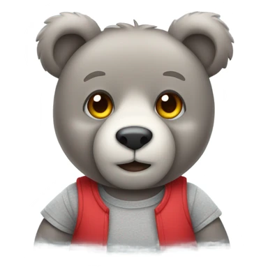 cute grey teddy bear wearing red t-sh sticker