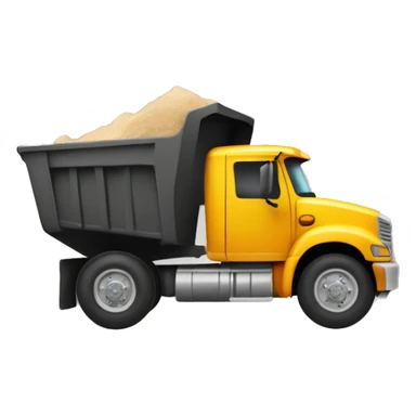 Dump truck that is hauling cargo that is blurred out sticker