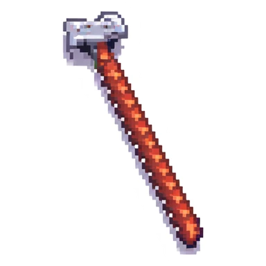 crowbar, Minecraft-inspired, low-res pixel art, red sticker