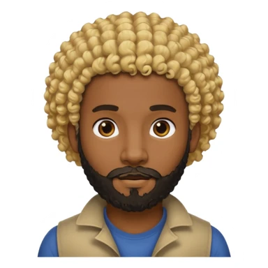 Black man with curly blonde hair and a black beard sticker