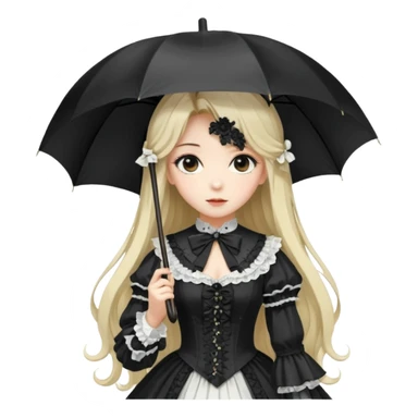 Beautiful pretty Victorian gothic Lolita lady, anime style, gorgeous hair, beautiful dress, holding umbrella sticker