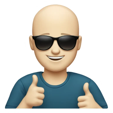 happy bald boy blue-eyed giving thumbs-up whit black sun glasses  sticker