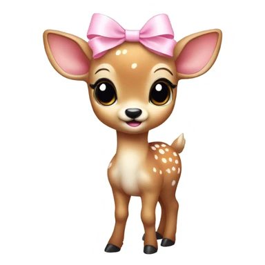 Baby deer with light pink bow on ear standing sticker