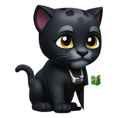 Black panther cat eating Minecraft block sticker