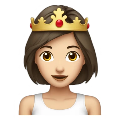 a brunette woman with a crown on the head, asian, shoulders, whit t-shirt sticker