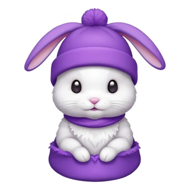 white Bunny wear a purrple benie hat, full body sticker