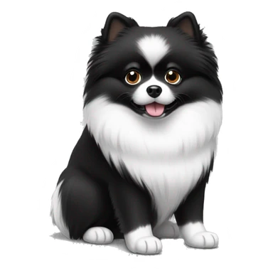 Image of black and white Pomeranian with white paws sticker