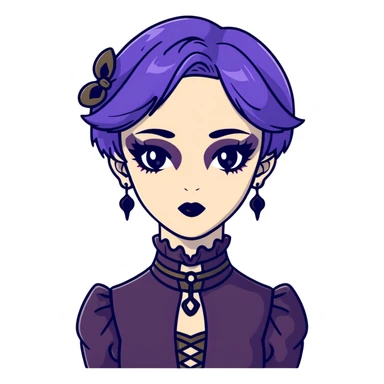 gothic femboy with makeup, choker, and dark victorian clothes sticker