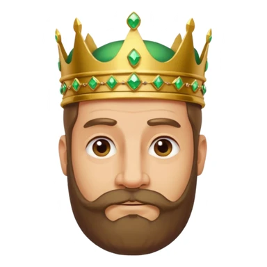 Create a cartoon-style emoji of Gaspar, one of the Three Wise Men. Only show his face and crown. He is middle-aged to older, with a brown beard, gentle wrinkles, and a green and gold jeweled crown. Express a wise and friendly demeanor. Colorful and simple, suitable as an emoji. sticker