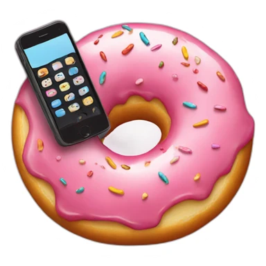 A donut with a phone sticker