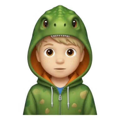 kid in dinosaur hoodie sticker