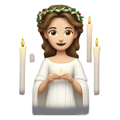 brown haired white women with white gown and advent wreath with long candles on the head sticker