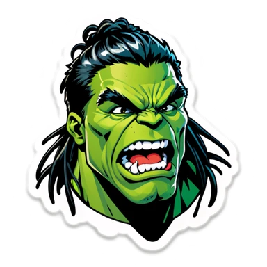 Hulk kissed hule with black dreadlocs  sticker